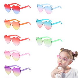 UgyDuky 8Pcs Heart Shaped Rimless Sunglasses Heart Shaped Glasses Colorful Transparent Sunglasses Bachelor Party Sunglasses