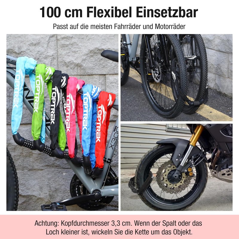 toptrek Bicycle Combination Lock, Bicycle Lock High Security with 5
