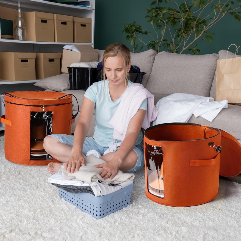 Suzile 4 Pcs Hat Boxes Oversized Round Cowboy Hat Storage