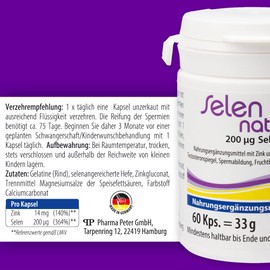 Pharma-Peter Selennaturel 200 mg + Zinc Capsules, 60 Capsules