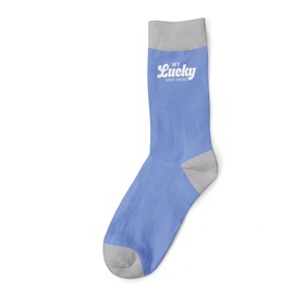 D Design Invent Print! Golf Gift Socks Men’s Lucky Golf Socks Funny Quote Size 6-11 (Blue)