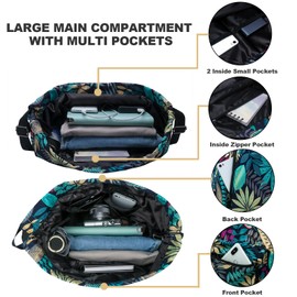 Peicees - Mochila deportiva impermeable con cordón para hombres y mujeres (hojas azules)