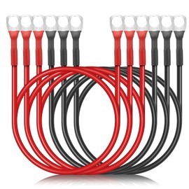Linkstyle 6PCS 8 AWG Battery Cables, 60CM/2FT Copper Battery Inverter Cables Set, with 3/8" Tinned Copper Lugs, for Automotive Marine Solar ATV