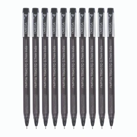 OMEGA Triad-TC Ballpoint Pens, BLACK, Fine Point (0.7 mm), Pack of 10, Smooth Ball Pens, Triangular Inbuilt Grip, School Office Home Everyday Use Pens