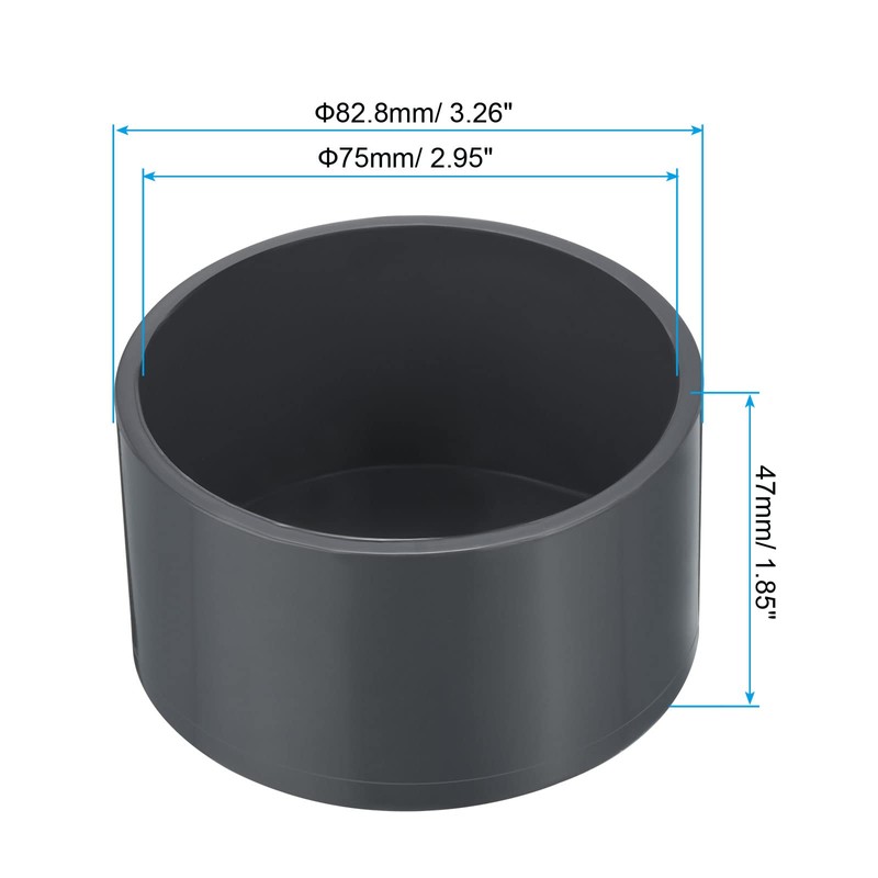 PATIKIL 75mm UPVC Pipe End Cap Fitting, Furniture Grade Plug