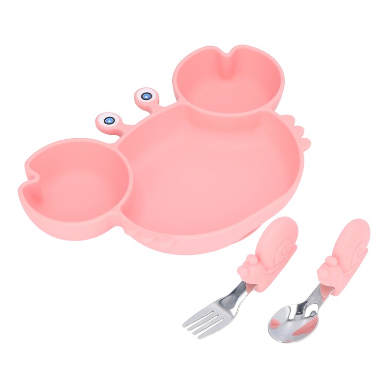 3pcs Toddler Divided Plate Set Silicone Baby Suction Plate Anti