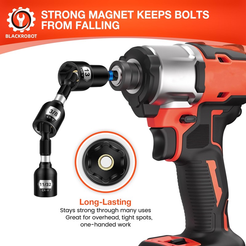 BLACKROBOT Impact Magnetic Nut Driver Set, 34-Piece Metric & SAE