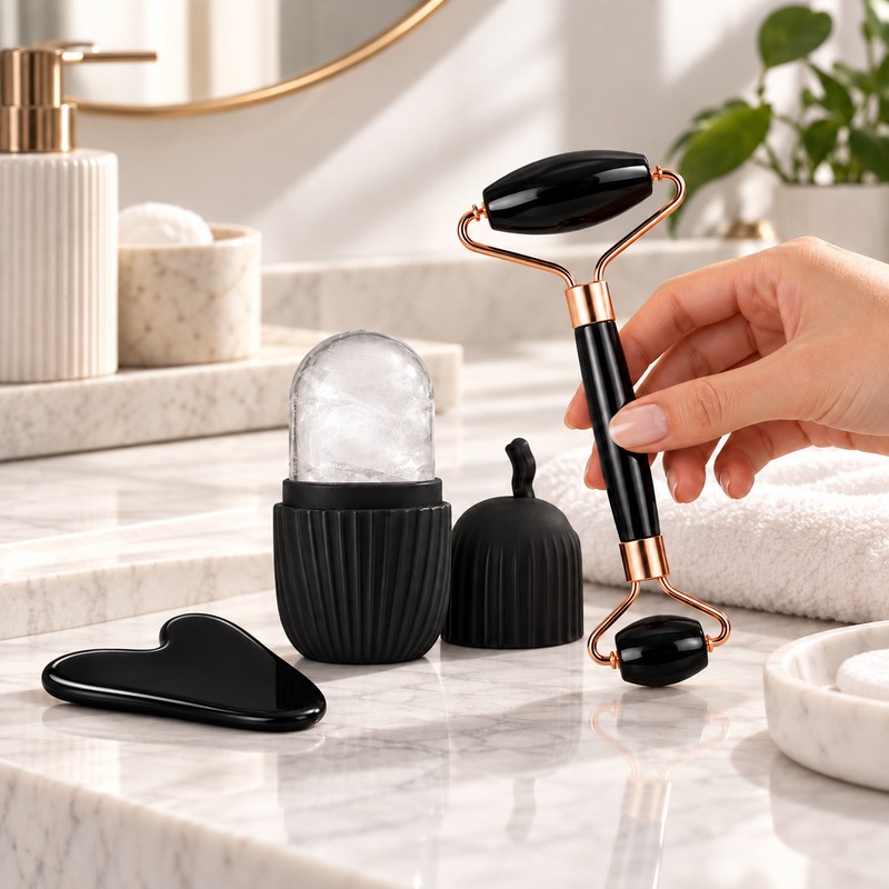 Double-Ended Face Roller for Daily Facial Massage – Dual-Size Manual