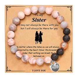 Black and Pink Bracrlets The Love Between Sisters Beaded Bracelets Love Gifts for Women -To my Sister