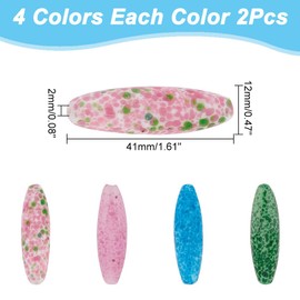arricraft Oval Lampwork Glass Beads with Stains, 8 Pieces, 4 Colours, Oval Spacer Beads, Crystal Rice Beads, Charm Beads for Crafts, for Making Bracelets, Necklaces and Jewellery
