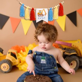 Construction Highchair Banner Frist Birthday - I Dig Being One High Chair Banner, Dump Truck Birthday Banner for Party, Baby Shower, Anniversary, Photo Prop
