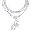 KOHOTA Cursive Silver Initial Pendant Necklace for Women Miami Cuban