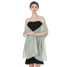 BEAUTELICATE Chiffon Shawl and Wraps Lightweight Scarfs Stole Silk Feeling Sheer Cover Up For Women Summer Wedding Bridesmaids Evening(Widen - Sage Green)