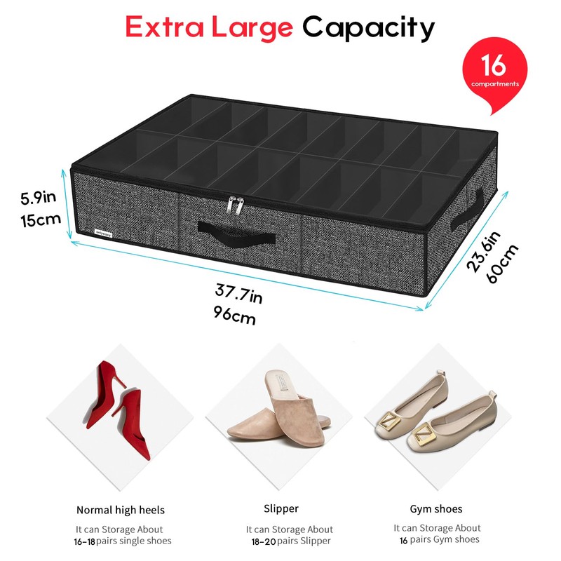 Onlyeasy Sturdy Under Bed Shoe Storage Solution Organizer For Closet
