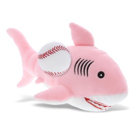 DolliBu Pink Shark Stuffed Animal with Baseball Plush – Soft Huggable Shark, Adorable Playtime Shark Plush Toy, Baseball Plush Doll Animal Toy for Kids and Adults – 12 Inch