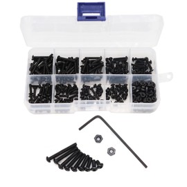 binifiMux 280pcs M2.5 Button Head Hex Socket Cap Screws and M2.5 Black Hex Nuts Assortment Kit with Allen Key, 4mm/ 6mm/ 8mm/ 10mm/ 12mm/ 14mm/ 16mm/ 18mm/ 20mm