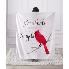 Regal Comfort - Cardinals Appear - Faux Fur Printed Throw Blanket 50"x60"