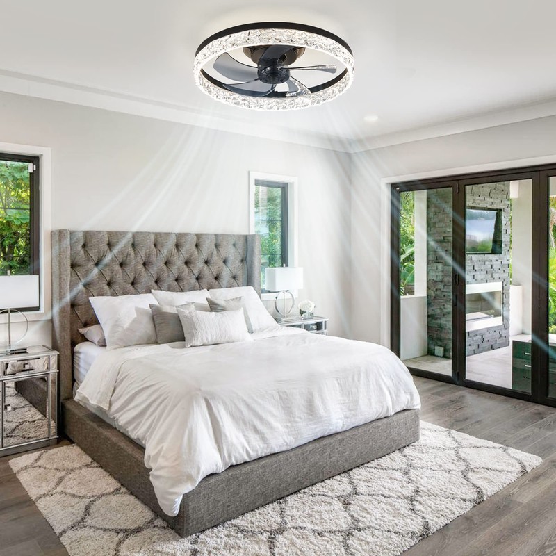 LEDIARY 20" Modern Ceiling Fans with Lights and Remote, Dimmable