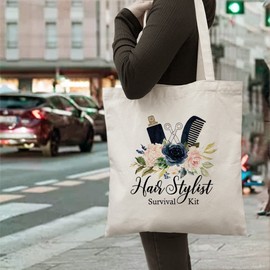 ZHANTUONE Bolsa de lona, regalos para estilista, el mejor regalo para un estilista, peluquero, tocador de pelo, bolsa de aseo de viaje, regalo de graduación de estilista, kit de supervivencia de peluquero, Blanco