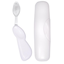 RADIUS Toothbrush Big Brush with Replaceable Brush Head BPA Free ADA Accepted - Right Hand - Pastel White Brush with Pastel White Case