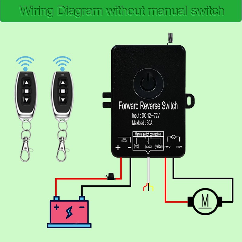 Gmefu Waterproof Wireless Remote Forward Reverse Switch DC12V to 72V/30A-Linear