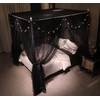 VETHIN 4 Corners Post Ruffle Princess Bed Canopy Curtain-Double Layer