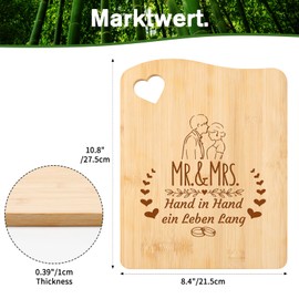 Tulolvae Wedding Gifts for Bride and Groom Him and Her, Bamboo Chopping Board - Mr & Mrs - Wedding Anniversary Gift for Women Men Girlfriend Couple