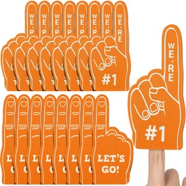 Sinmoe 48 Pieces Sport Party Favors Sports Fan Foam Finger Mini Foam Finger #1 Basketball Baseball Football Soccer Team Cheerleader Gifts for Sporting Events Games Birthday Party Supplies (Orange)