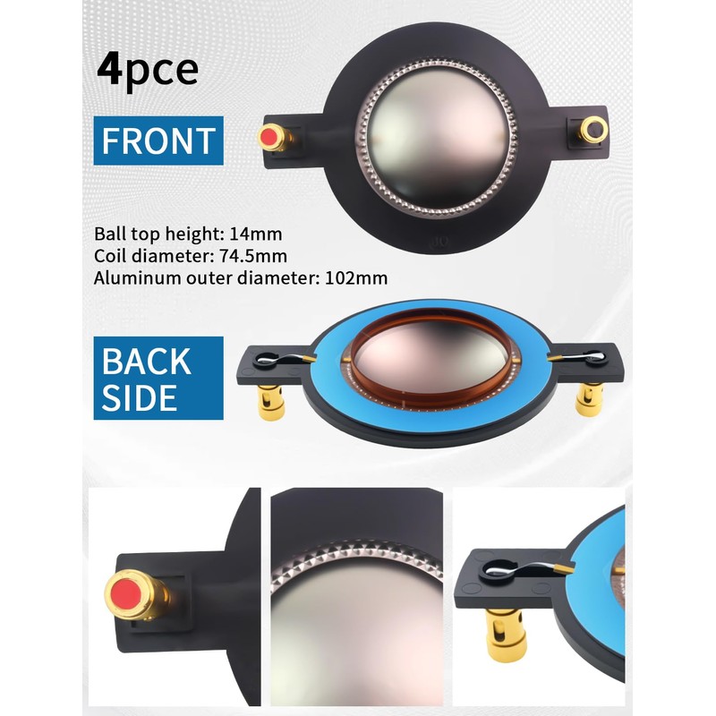 4PCS Replacement Diaphragm Fit for Timpano for Tempesta TPT-RPDH2000 TPT-DH2000