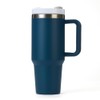 40 oz Tumbler with Handle and Straw, (nevy blue)