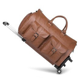 SEYFOCNIA Rolling Garment Bag Roller Duffle Bag with Wheels Rolling Garment Bags for Travel 3 in 1 Garment Bag Carry On Bag Weekender Bags Garment Duffel Bag for Men or Women-Brown dustproof unisex travel bags - Color: Upgrade Brown