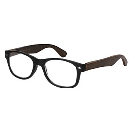 EDGEIWEAR Light Natural Bamboo Readers for Men Women Soho Hormed Rim Style Spring Hinge 225-1(MBLKgywd)