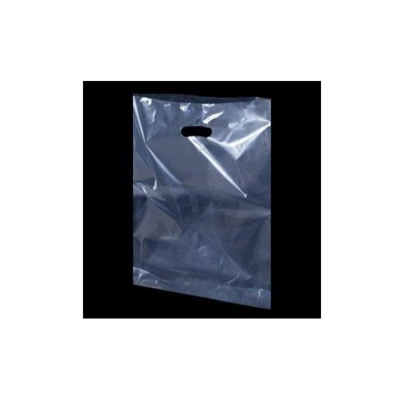 50 Pack Clear Plastic Strong Carrier Bag with Patch Handle