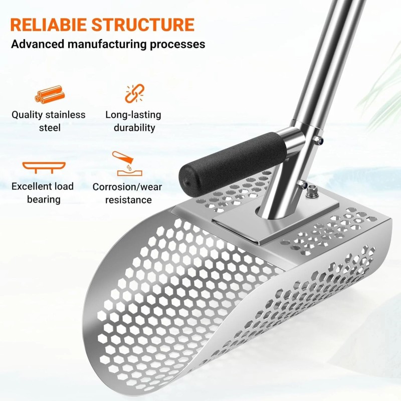 N/A Long Handle Sand Scoop with Shovel for Metal Detecting,