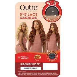 Outre 5X5 Lace Closure Wig - Human Hair Blend - Glam Curls 24" (DARK BROWN 2)