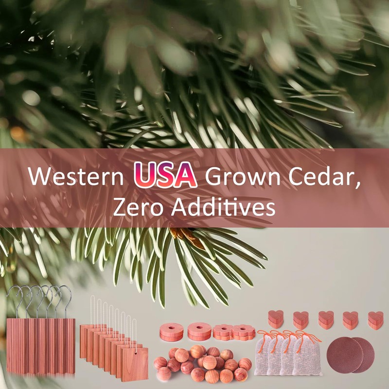 Woodever Cedar Blocks for Clothes Storage 56 Pcs, 100% Aromatic