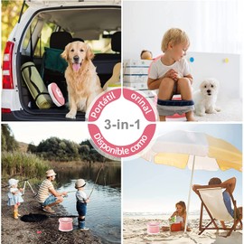 PEIONO Baño Portátil para Niños, Orinal de Viaje Plegable Para Niños, Gran Capacidad de Carga, Sentarse Cómodamente, Fácil de Guardar y Limpiar, Diseñado para Niños en Excursiones y Acampadas(Rojo)