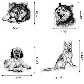 4 Dogs Clear Rubber Stamps for Card Making - German Shepherd, Alaskan Malamute, Puppy Transparent Seal Stamps for Animal DIY Scrapbooking Paper Card Album Crafting Supplies