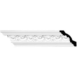 Ekena Millwork MLD03X03X05VE Versailles Crown Moulding, 3 3/8"H x 3 3/8"P x 4 3/4"F x 94 1/2"L, Factory Primed