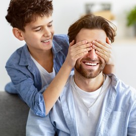 Ursteel Cross Necklace for Men, 925 Sterling Silver Mens Cross Necklace Cross Chain for Men 16 Inch Cross Pendant Necklace for Men Cross Jewelry Fathers Day Christmas Gifts for Men Him