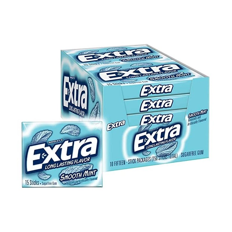EXTRA Gum Sugarfree Chewing Gum, 15 Pieces (Pack of 10)