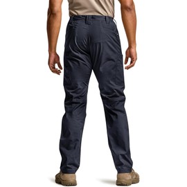 CQR Men's Utility Flex Cargo Pants, Classic-Fit Casual Stretch Work Pants, Water Resistant Lightweight Tactical Hiking Pants, Sentinel Operator Navy, 42W x 32L