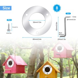 Pack of 8 Woodpecker Protectors for Nesting Boxes, 32 mm Tit Box, Bird House Protection Plate, Entrance Hole Protection for Nesting Box, Includes Screws and Screwdriver