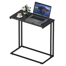 CAMOAT C-Shaped Side Table, Modern End Table with Metal Frame, Space Saving Design for Living Room，Large Surface Couch Table for Bedroom, and Home Office，24 x 12 x 24 inches (Black)