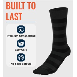 Pierre Calvini Mens Socks (12-Pack) - Plain, Striped, Argyle Formal and Everyday Cotton Rich Men's Socks - Comfortable and Breathable with Reinforced Heel and Toe - Multipack Black Socks Mens 6-11 UK