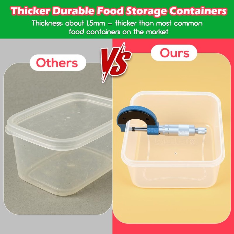 62PCS Thick Food Storage Containers with Airtight Lids for Meal