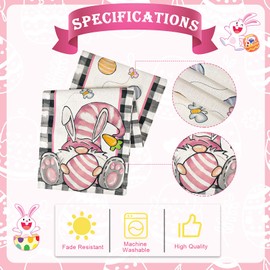 Vspek Easter Gnome Table Runner, Easter Table Decoration, Linen Material, Seasonal Xmas Winter Holiday Kitchen Dining Room Home Decor 13.8 x 70.8 Inch