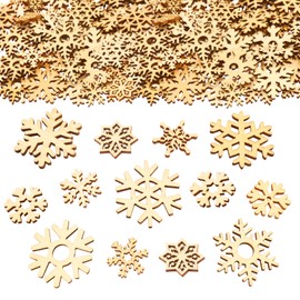 ParPix Pack of 100 Wooden Snowflakes Decorative Confetti, Large Scatter Decoration Christmas 3.3 cm, Christmas Table Decoration, Snowflakes Confetti, Wooden Decoration, Christmas Snowflakes for DIY