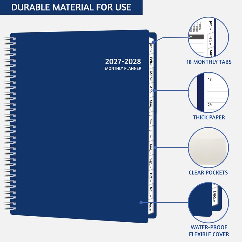 2027-2028 Monthly Planner, 18 Months Calendar Planner 2027-2028 from Jan