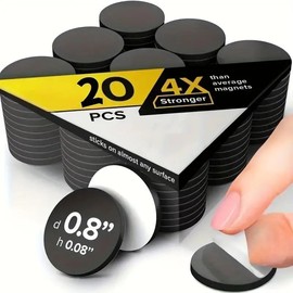 Magnetic Point Stick Tape, 20pcs Flexible Adhesive Magnetic Tape, Strong Adhesive Magnetic Tape for Photo, Craft & Office Use:_Black_round